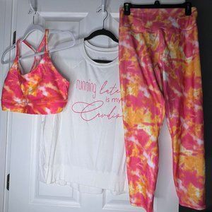 WildFox Sweat Workout Outfit (3 pieces) running late is my cardio